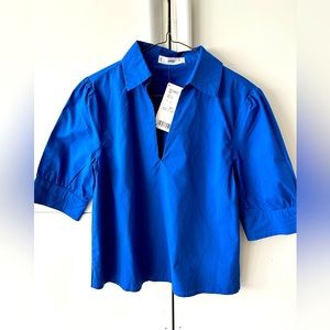 Mango cotton poplin shirt in blue